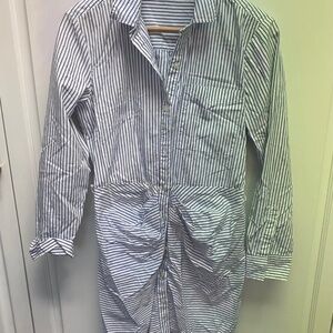 Gap Shirtdress navy white stripe gathered front women’s